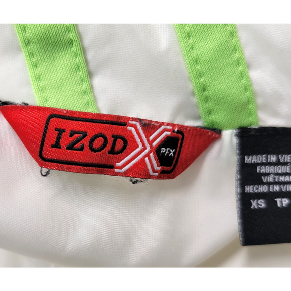 Izod PFX Windbreaker Jacket Womens XS White Black Full Front Zipper Pockets Golf - Picture 2 of 14